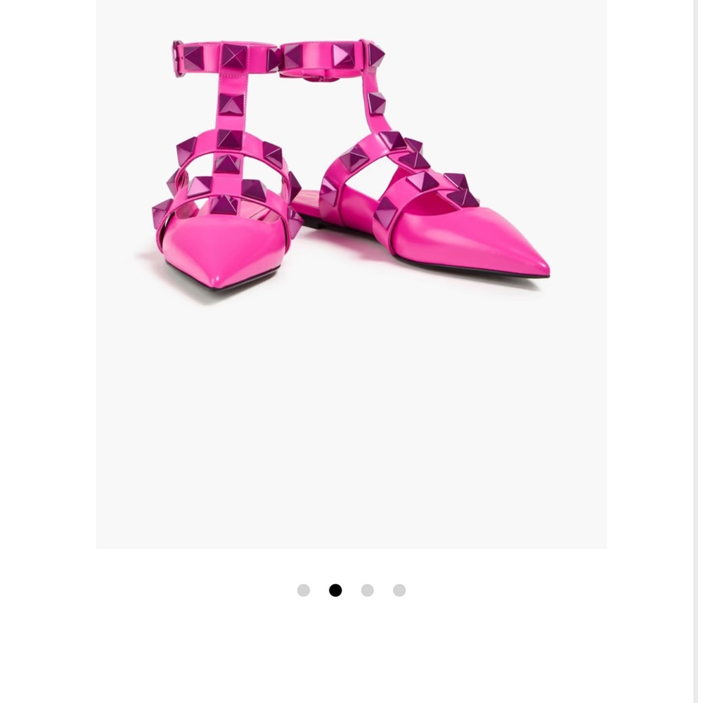 NWT NIB VALENTINO GARAVANI
Roman Stud leather point-toe flats 7.5 Bright Pink